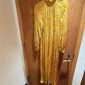 Anthropologie Gold Long Sleeve Somerset Dress - L